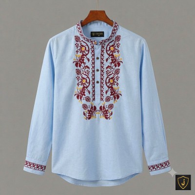 Luxury Full Sleeve 100% Biscuss Cotton Embroidery Katua